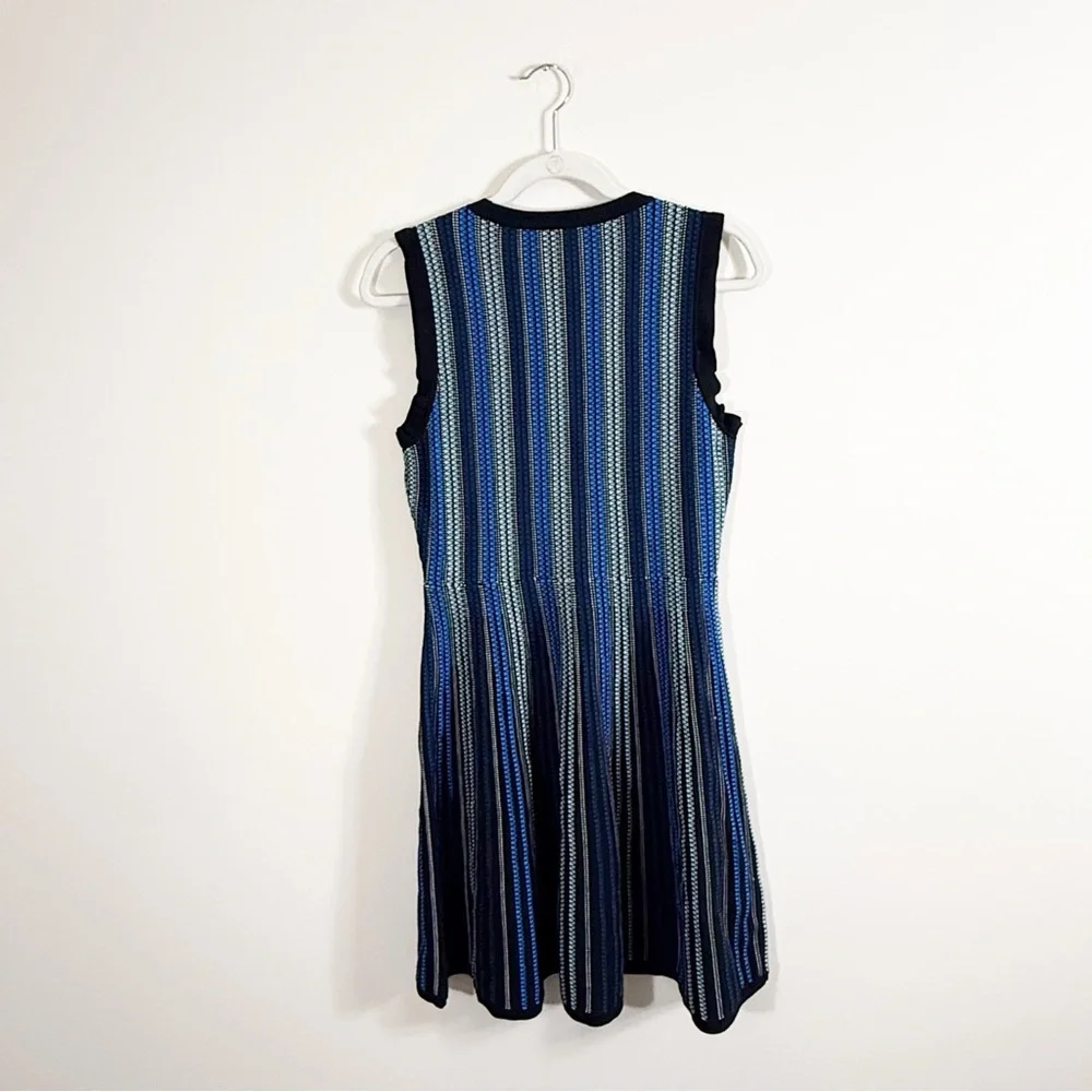 Kate Spade Striped Sleeveless Sweater Knit Knee Length Dress Blue Small